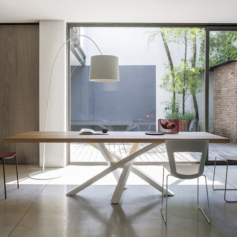 Rectangle Pine Wood Dining Table Industrial Table in Nature with Metal Pedestal