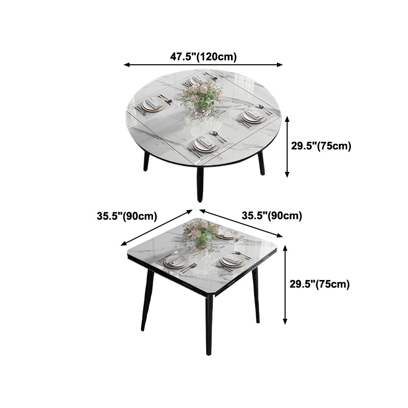 Table à manger de style industriel Table à abattant en pierre frittée avec 4 pieds