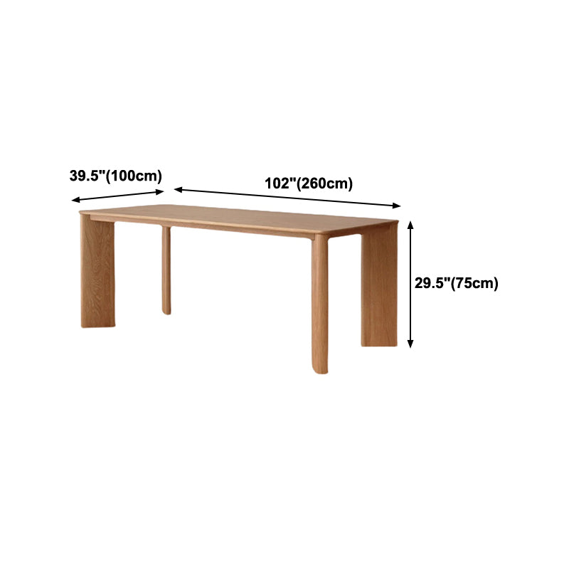 Rectangle Wood Dining Table Industrial Kitchen Table in Nature with Double Pedestal
