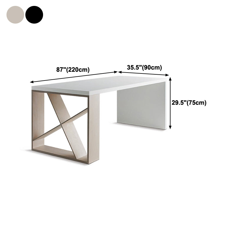 Rectangle Solid Wood Dining Table for Restaurant Modern Table with Double Pedestal