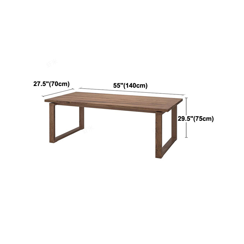 Mesa de comedor de madera rectangular mesa moderna de pino en marrón con pedestal doble