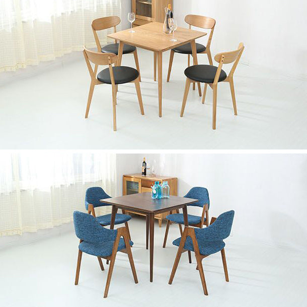 Industrial Style Dining Table Square Solid Wood Dining Table with 4 Legs