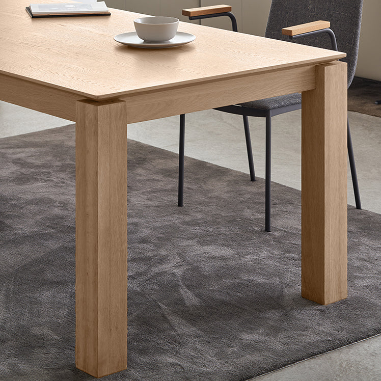 Rectangle Pine Wood Dining Table Industrial Kitchen Table with 4 Legs