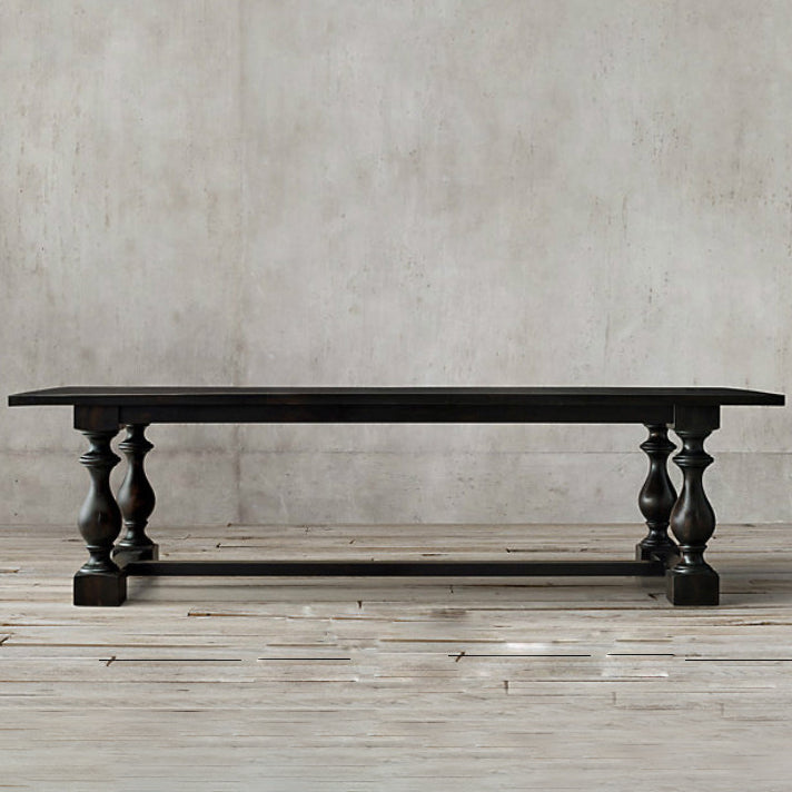 Industrial Pine Wood Dining Table Rectangle Kitchen Table with Trestle Base