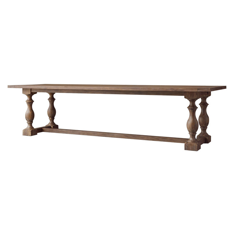 Industrial Pine Wood Dining Table Rectangle Kitchen Table with Trestle Base