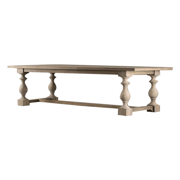 Industrial Pine Wood Dining Table Rectangle Kitchen Table with Trestle Base