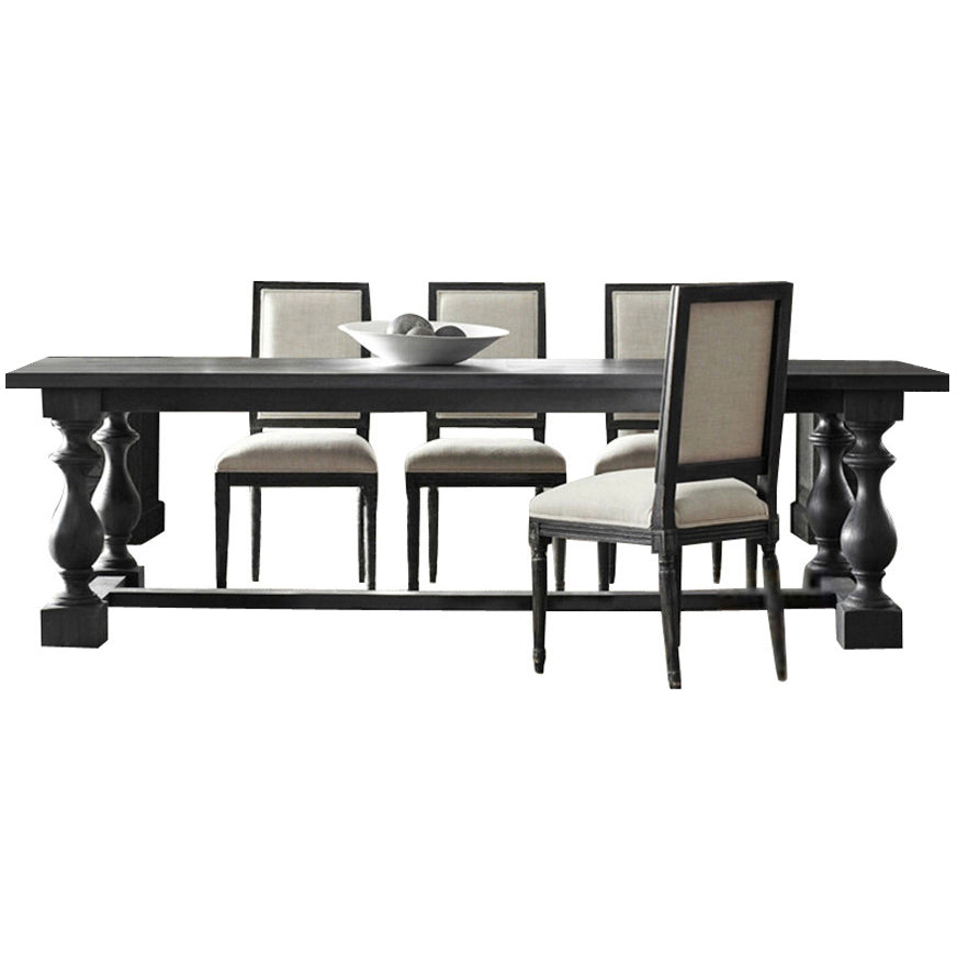 Industrial Pine Wood Dining Table Rectangle Kitchen Table with Trestle Base
