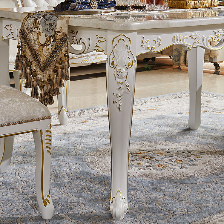 Vitoria White Marble Dining Table Rectangle Dining Table for Kitchen