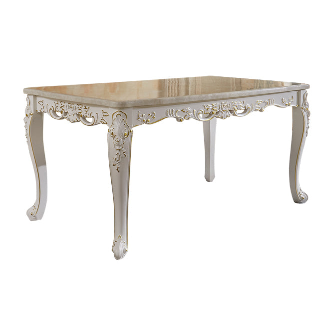 Vitoria White Marble Dining Table Rectangle Dining Table for Kitchen
