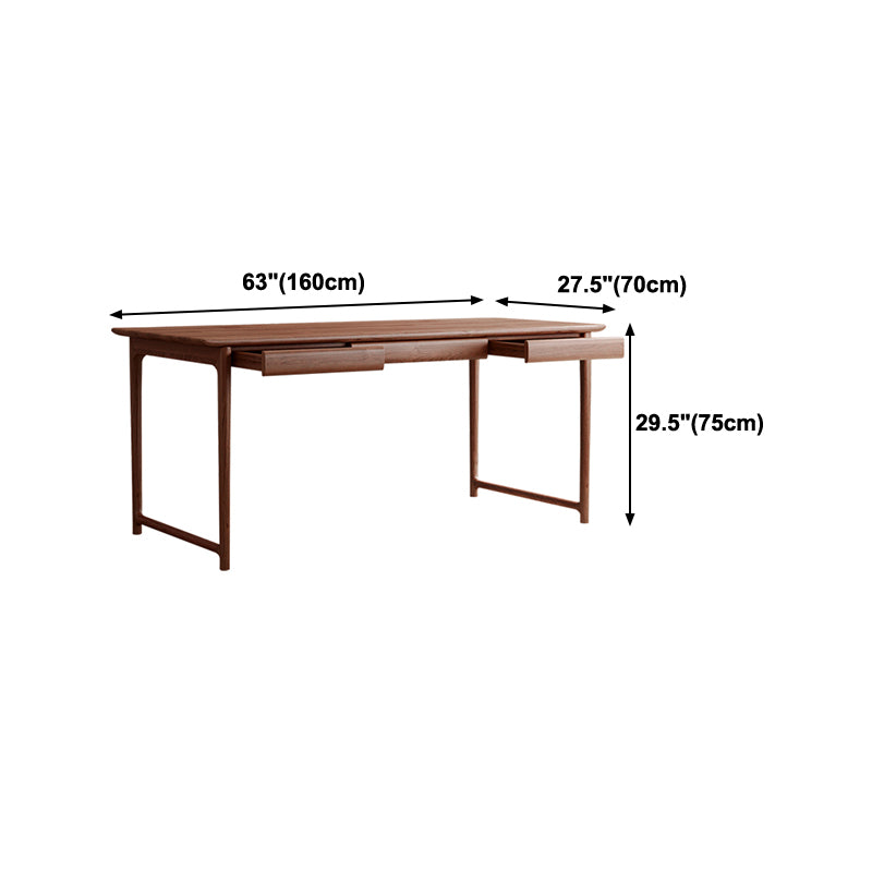 Industrial Ash Wood Dining Table Brown Rectangle Table with Double Pedestal
