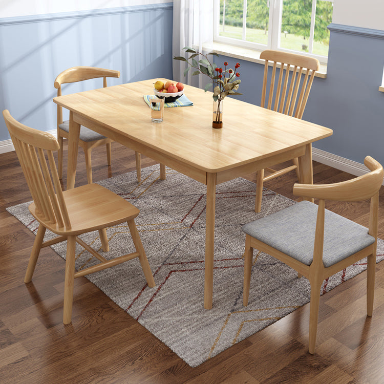 Industrial Rubber Wood Dining Table Rectangle Kitchen Table with 4 Legs