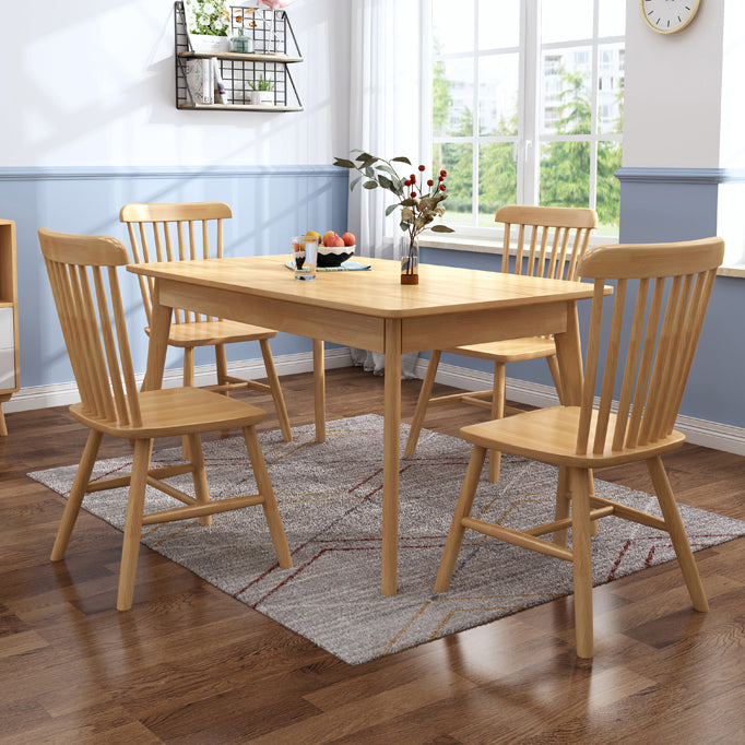 Industrial Rubber Wood Dining Table Rectangle Kitchen Table with 4 Legs