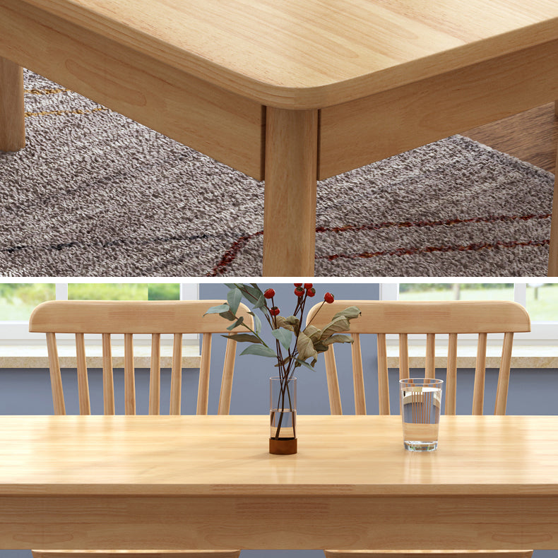 Industrial Rubber Wood Dining Table Rectangle Kitchen Table with 4 Legs