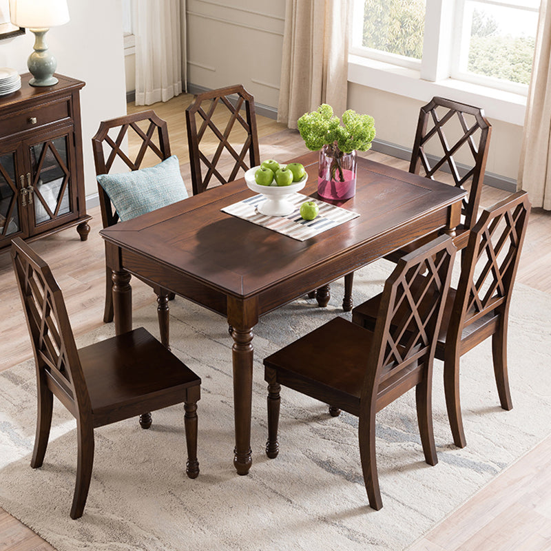 Mesa de comedor medieval de madera de fresno para restaurante, mesa rectangular con 4 patas