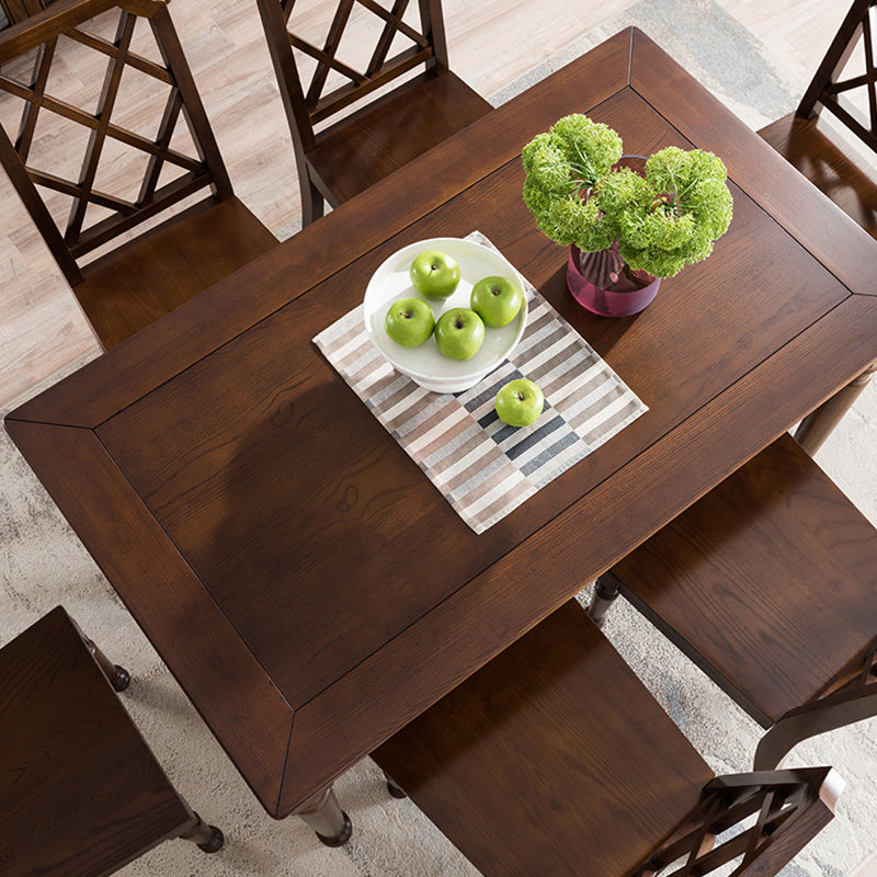 Mesa de comedor medieval de madera de fresno para restaurante, mesa rectangular con 4 patas