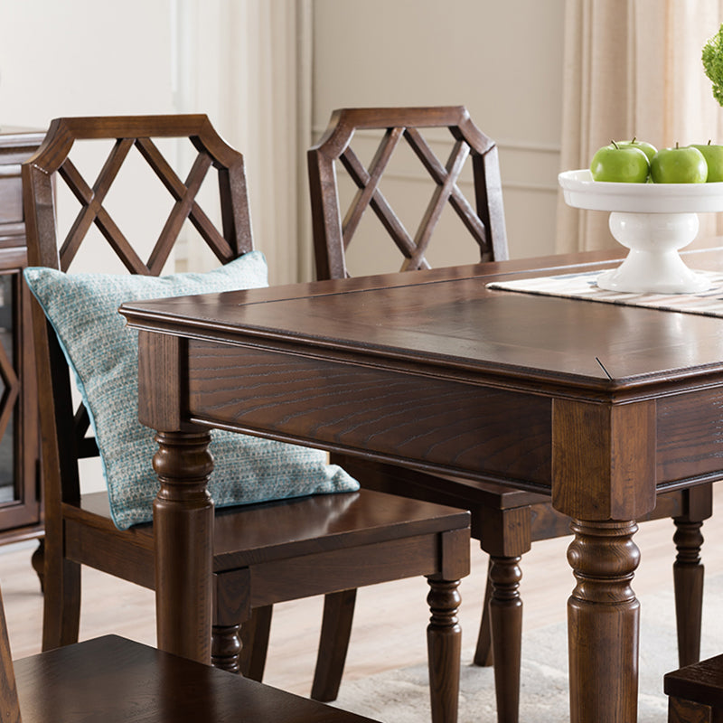 Mesa de comedor medieval de madera de fresno para restaurante, mesa rectangular con 4 patas