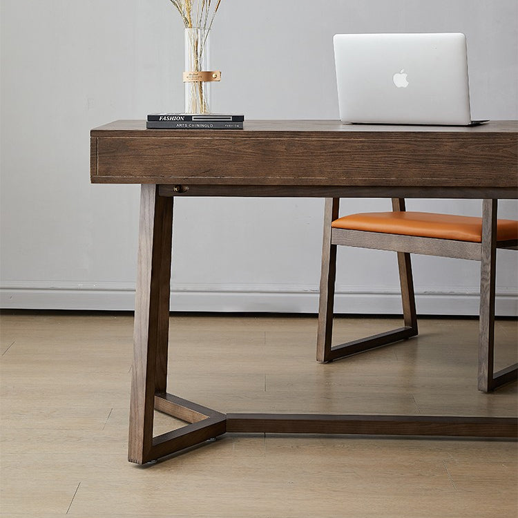 Medieval Ash Wood Dining Table for Restaurant Rectangle Table with Trestle Base