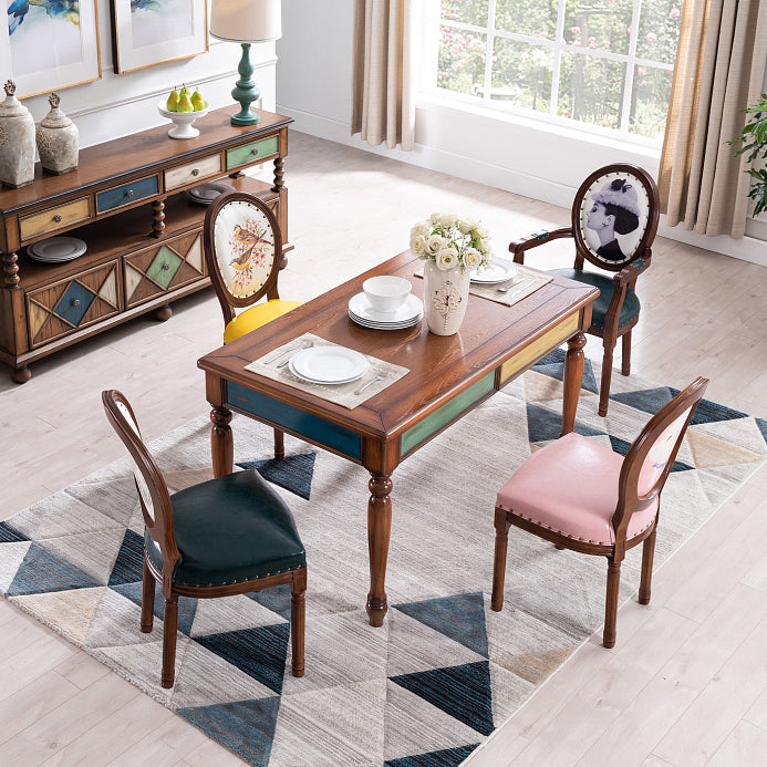 Rubberwood massief hout 4-voet eettafel Midcentury stijl eettafel, 55 "x 31,5" x 30 "