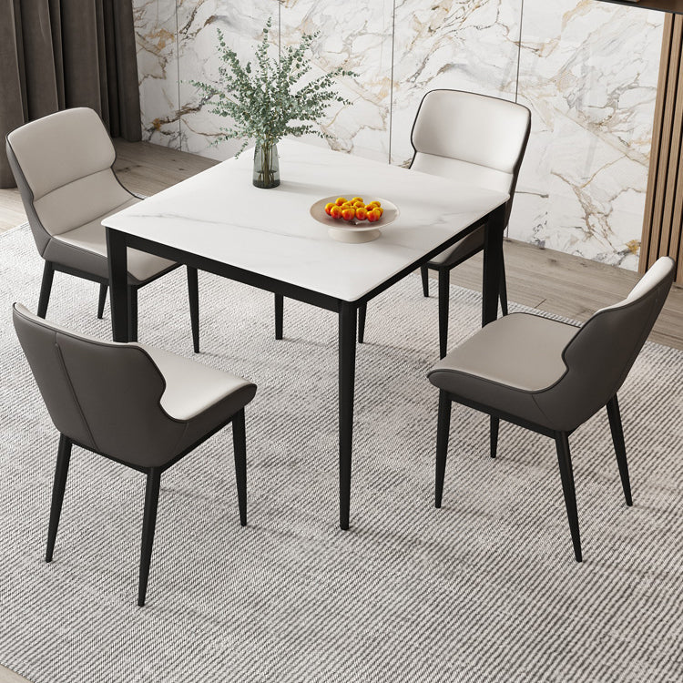 Square 4 Legs Table Industrial Style Stone Dinette Table for Dining Room