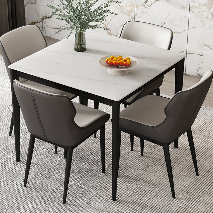 Square 4 Legs Table Industrial Style Stone Dinette Table for Dining Room
