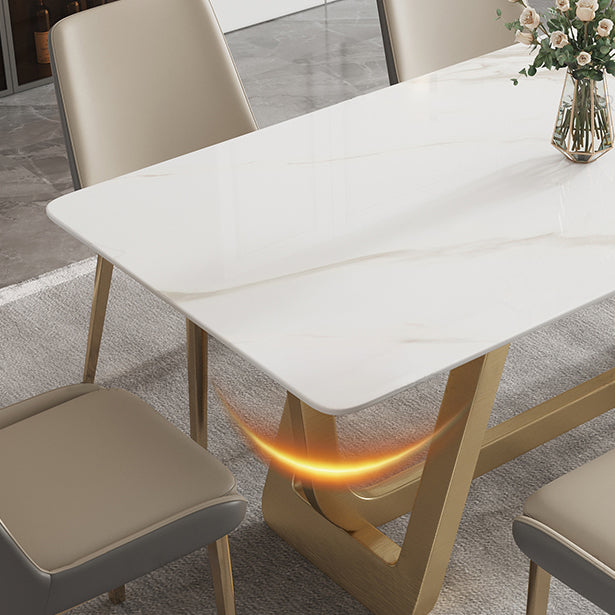 Mesa de comedor de acero inoxidable rectangular mesa de comedor de estilo de lujo para el hogar