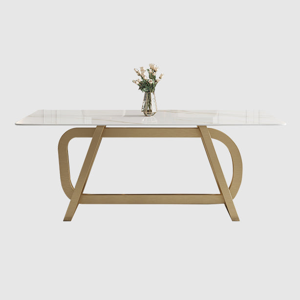 Mesa de comedor de acero inoxidable rectangular mesa de comedor de estilo de lujo para el hogar