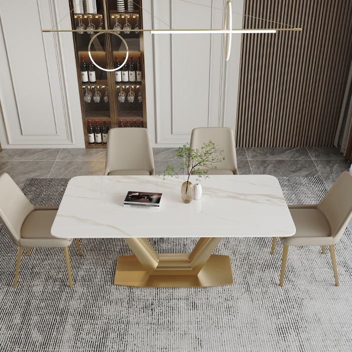 Traditional Luxury Rectangle Dining Site Table Stainless Steel Dinette Table