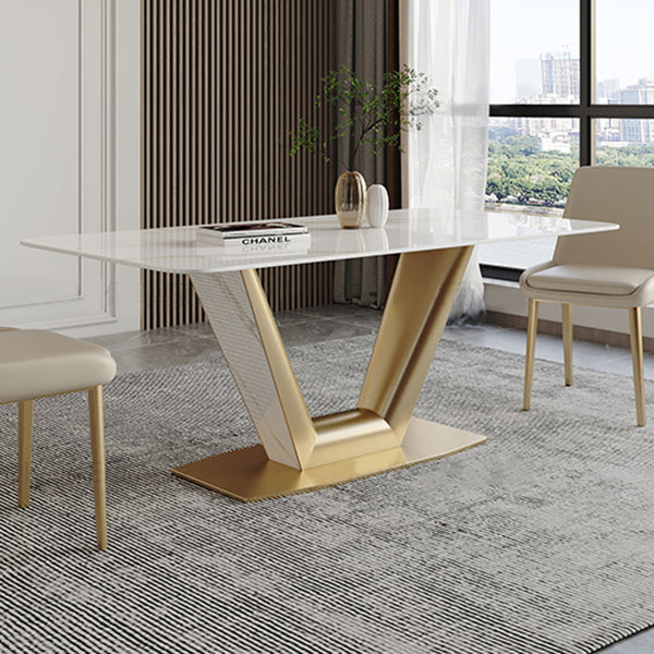 Traditional Luxury Rectangle Dining Site Table Stainless Steel Dinette Table
