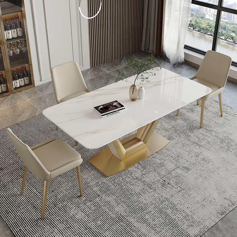 Traditional Luxury Rectangle Dining Site Table Stainless Steel Dinette Table