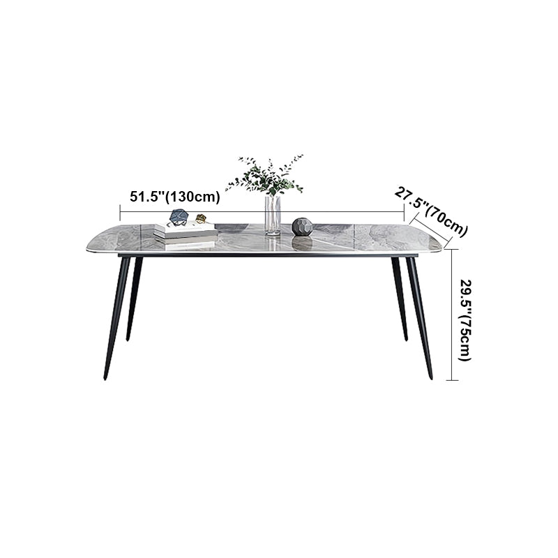 Sintered Stone Dining Table Industrial Style Black 4 Legs Base Rectangle Table for Dining Room