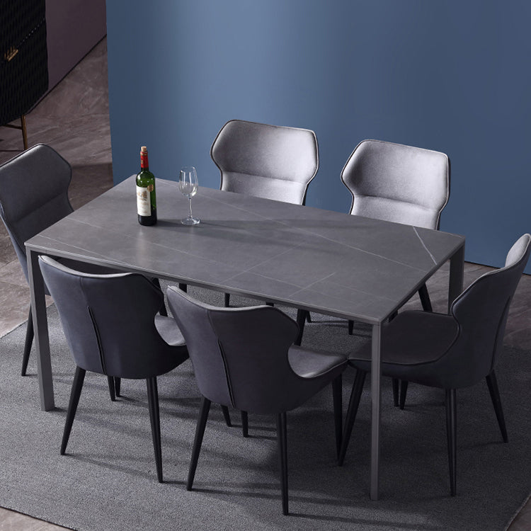 Gesinterde stenen eettafel industrieel zwart 4 poten basis rechthoektafel voor thuis