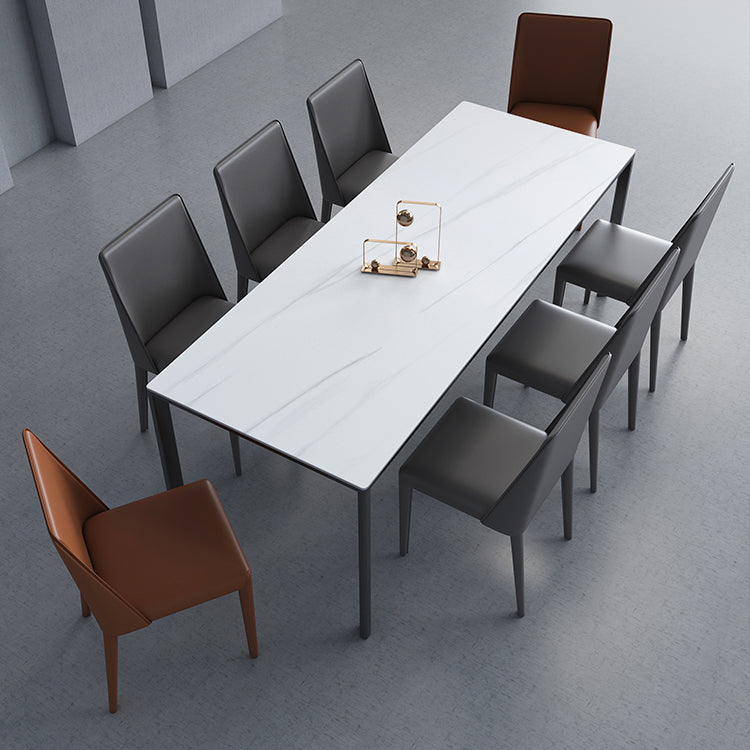 Gesinterde stenen eettafel industrieel zwart 4 poten basis rechthoektafel voor thuis
