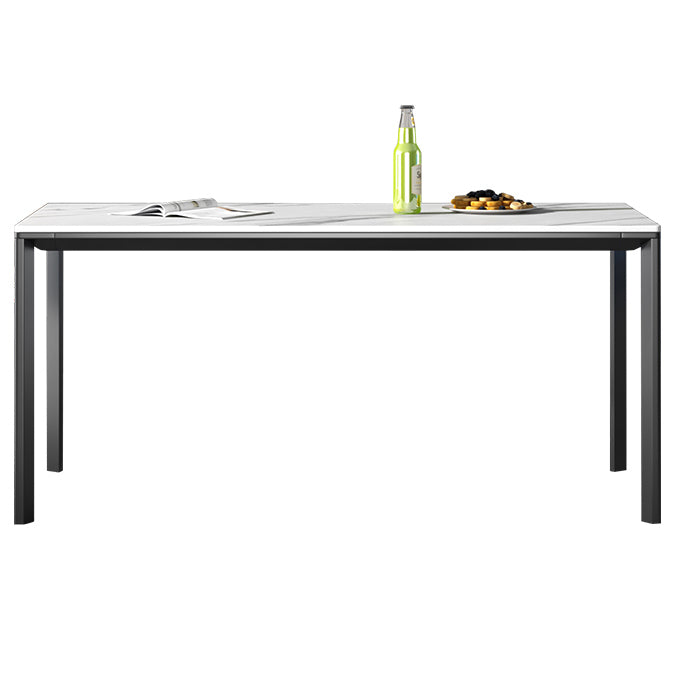 Gesinterde stenen eettafel industrieel zwart 4 poten basis rechthoektafel voor thuis