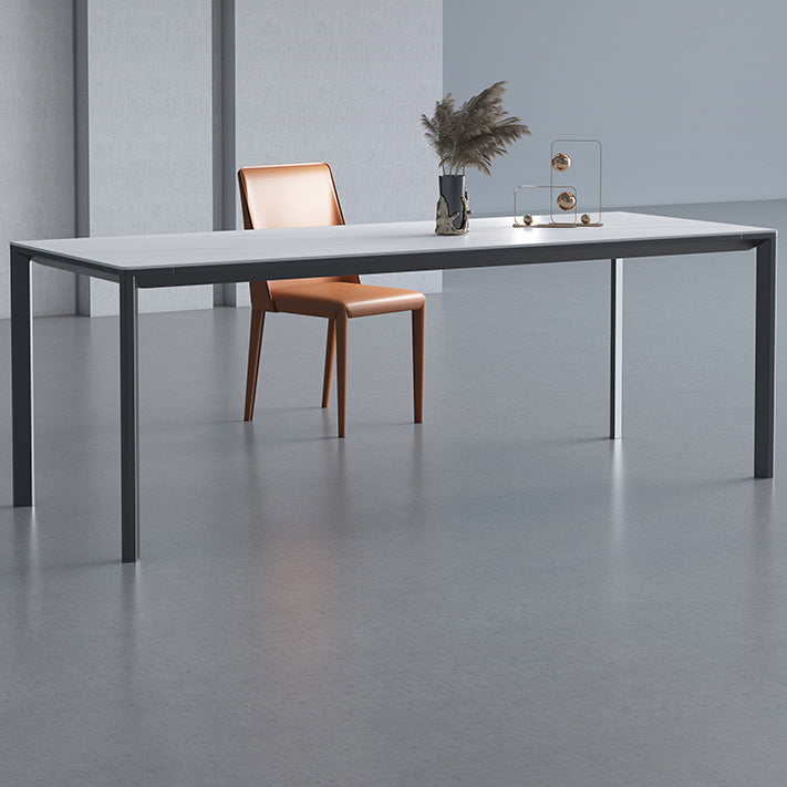 Gesinterde stenen eettafel industrieel zwart 4 poten basis rechthoektafel voor thuis