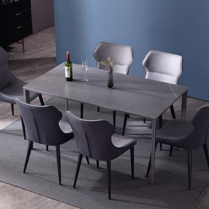 Gesinterde stenen eettafel industrieel zwart 4 poten basis rechthoektafel voor thuis