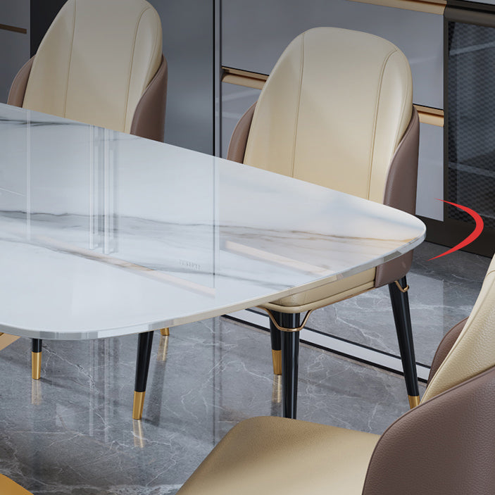 Luxury Home Sintered Stone Table Rectangle Table with Gold Pedestal Base