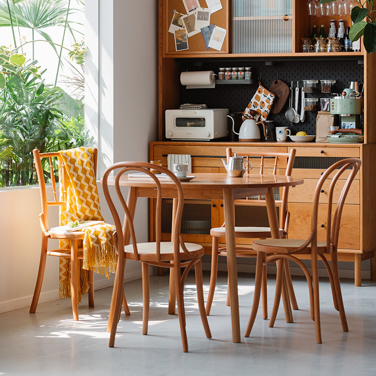 Modern Solid Wood Dining Table Round Standard Dining Table for Kitchen