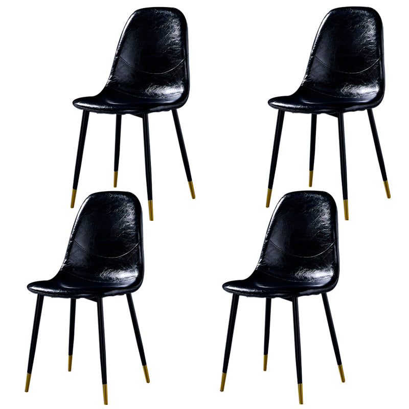 Nordic Style Dining Chairs Armless Side Chairs for Kitchen with Metal Legs