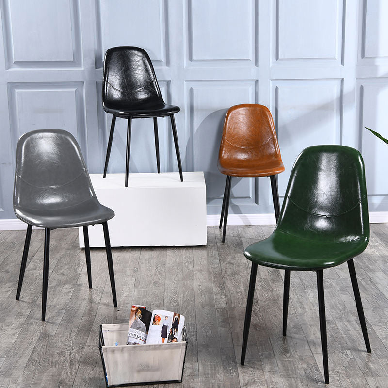 Nordic Style Dining Chairs Armless Side Chairs for Kitchen with Metal Legs