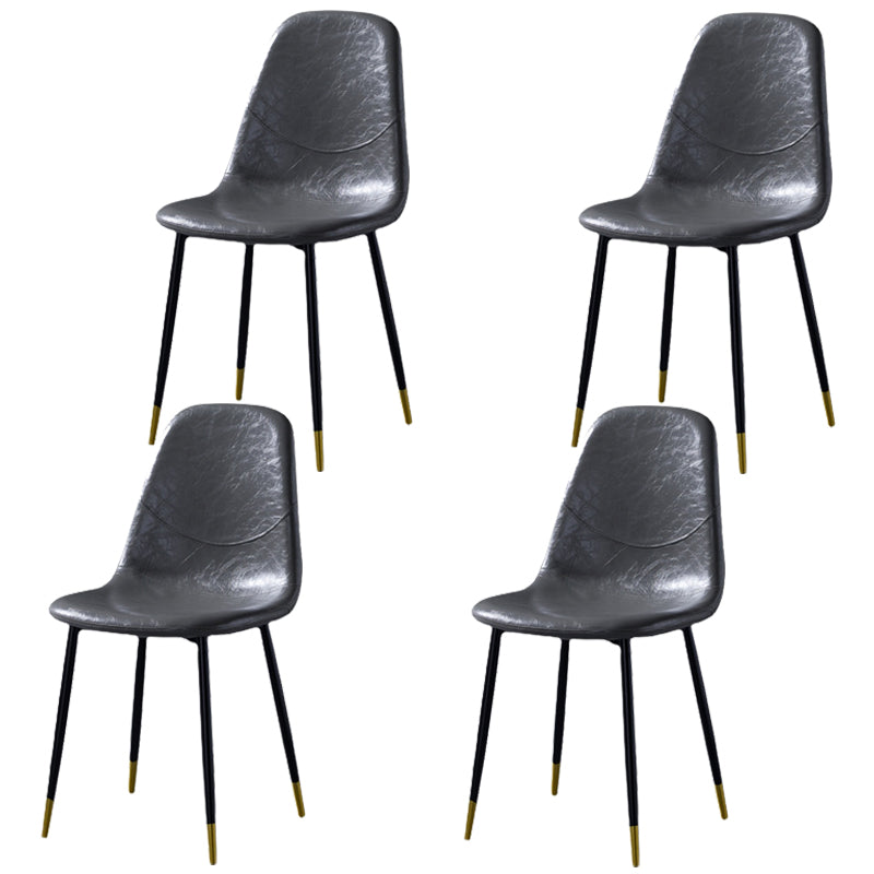 Nordic Style Dining Chairs Armless Side Chairs for Kitchen with Metal Legs