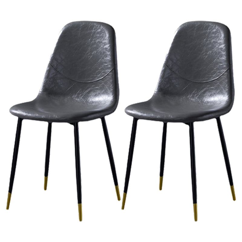 Nordic Style Dining Chairs Armless Side Chairs for Kitchen with Metal Legs
