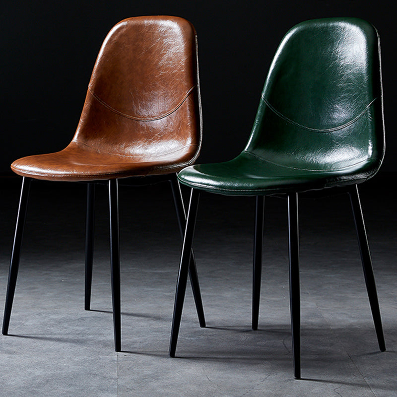 Nordic Style Dining Chairs Armless Side Chairs for Kitchen with Metal Legs