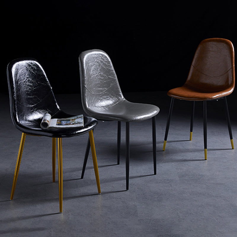Nordic Style Dining Chairs Armless Side Chairs for Kitchen with Metal Legs