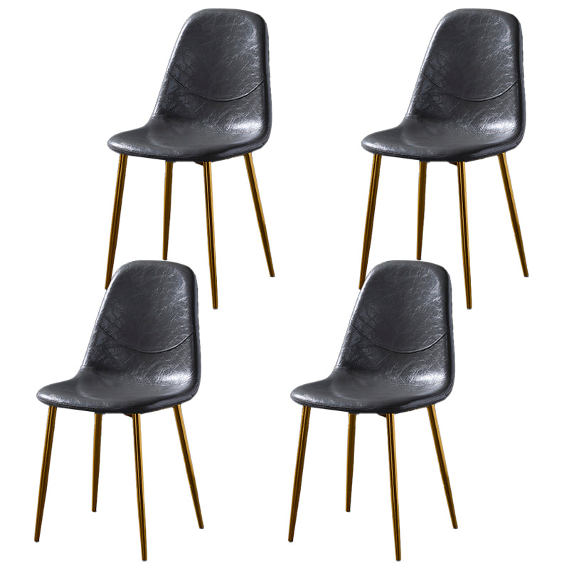 Nordic Style Dining Chairs Armless Side Chairs for Kitchen with Metal Legs