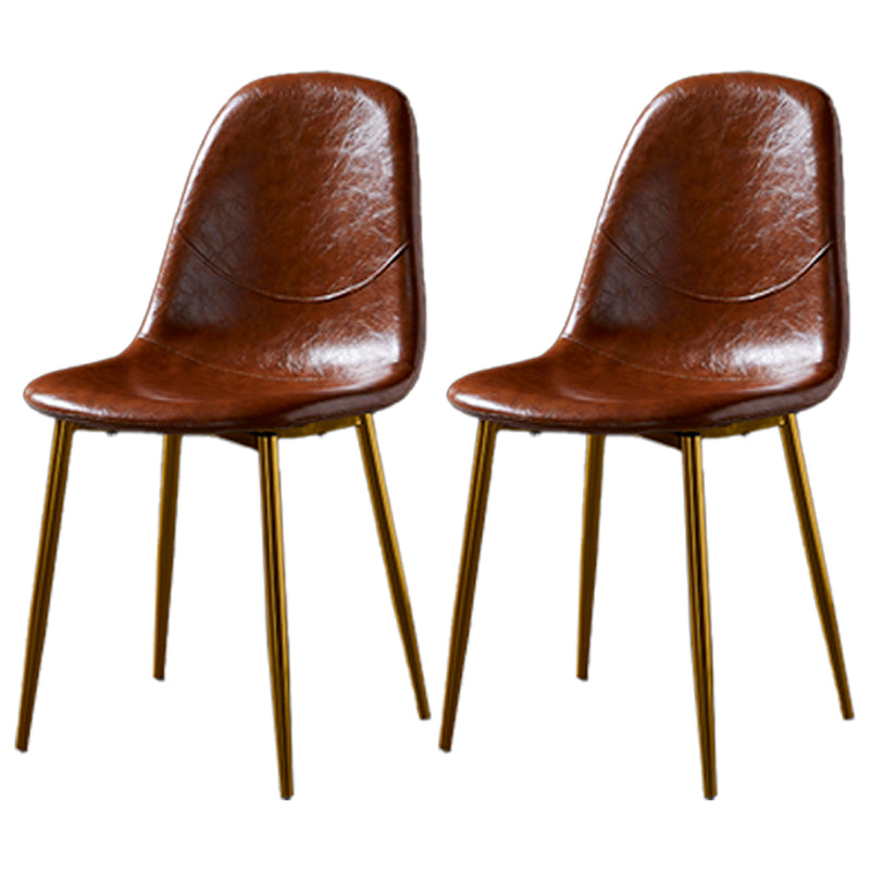 Nordic Style Dining Chairs Armless Side Chairs for Kitchen with Metal Legs