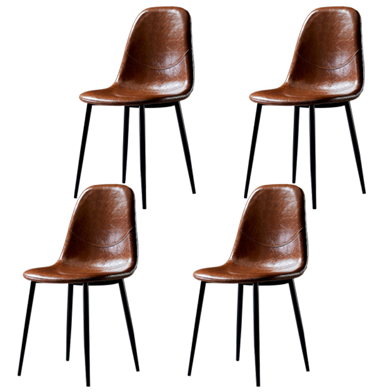 Nordic Style Dining Chairs Armless Side Chairs for Kitchen with Metal Legs