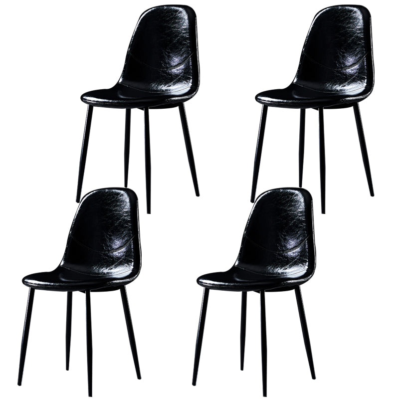 Nordic Style Dining Chairs Armless Side Chairs for Kitchen with Metal Legs