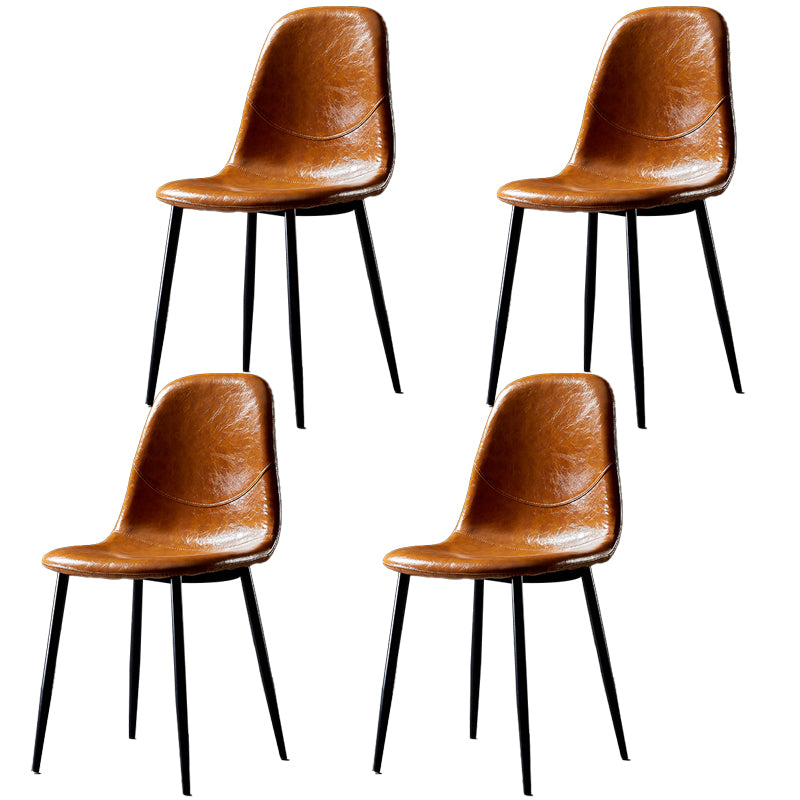 Nordic Style Dining Chairs Armless Side Chairs for Kitchen with Metal Legs