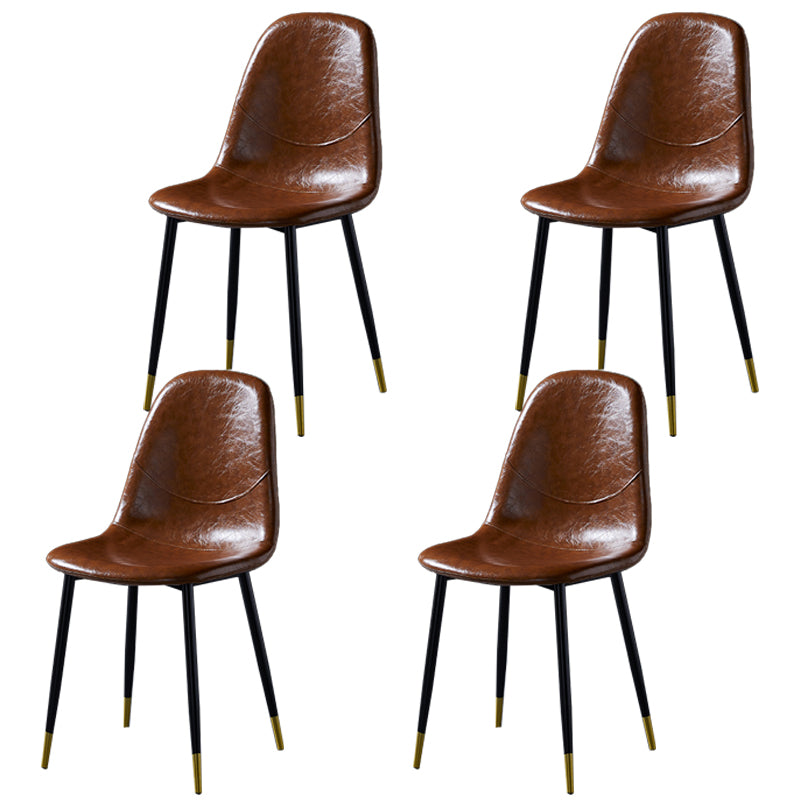 Nordic Style Dining Chairs Armless Side Chairs for Kitchen with Metal Legs