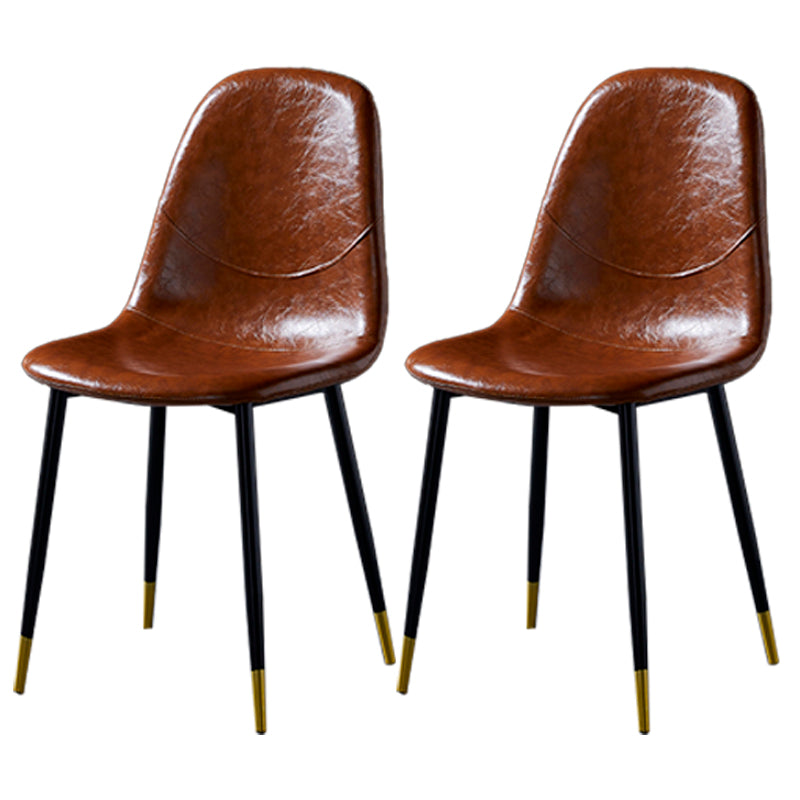 Nordic Style Dining Chairs Armless Side Chairs for Kitchen with Metal Legs